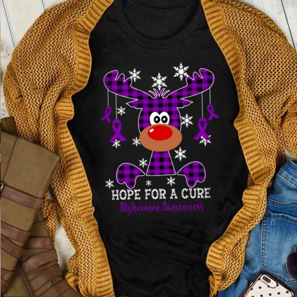 Hope For A Cure Reindeer, Alzheimer's Awareness Christmas Shirt