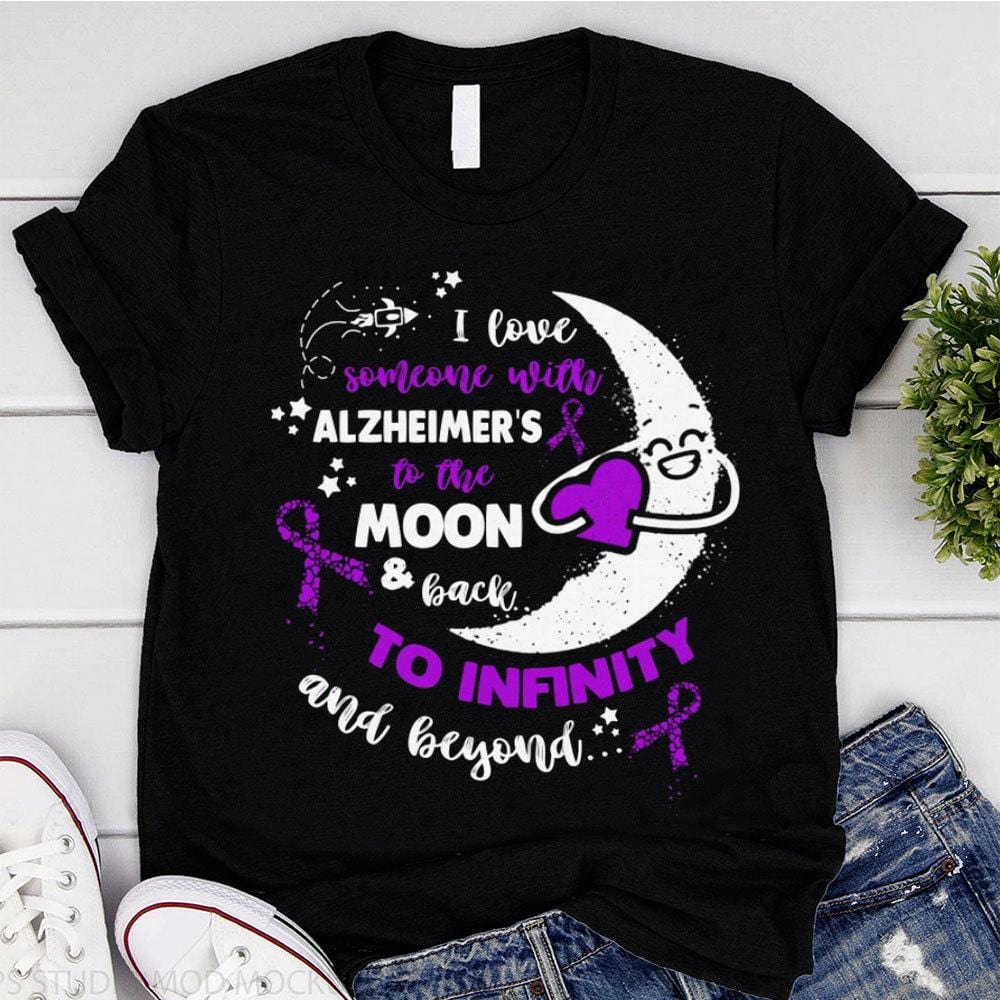 Amo a alguien con Alzheimer hasta la luna y de regreso, camiseta de concienciación sobre el Alzheimer