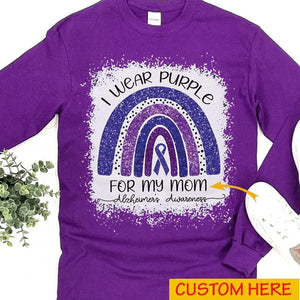 I Wear Purple For, Personalized Rainbow Alzheimer's Hoodie, Shirt