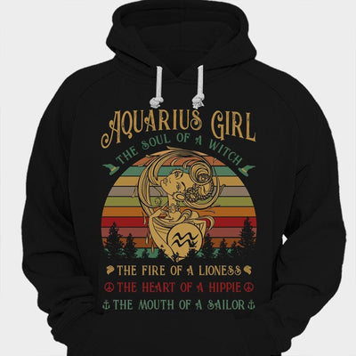 Aquarius Girl The Soul Of Witch The Heart Of Hippie Vintage Shirts