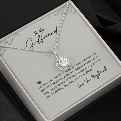 Para mi novia, collar de esperanza eterna de tu novio: contigo soy algo, sin ti no soy nada. Juntos somos todo.