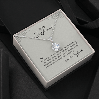 Para mi novia, collar de esperanza eterna de tu novio: contigo soy algo, sin ti no soy nada. Juntos somos todo.