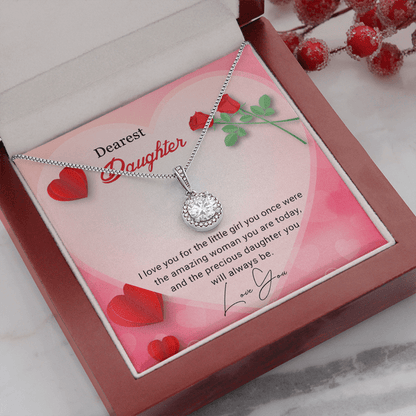 To My Dearest Daughter Necklace From Mom, Dad - I Love You For The Little Girl You Once Were The Amazing Woman You Are Today