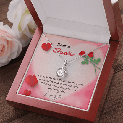 To My Dearest Daughter Necklace From Mom, Dad - I Love You For The Little Girl You Once Were The Amazing Woman You Are Today