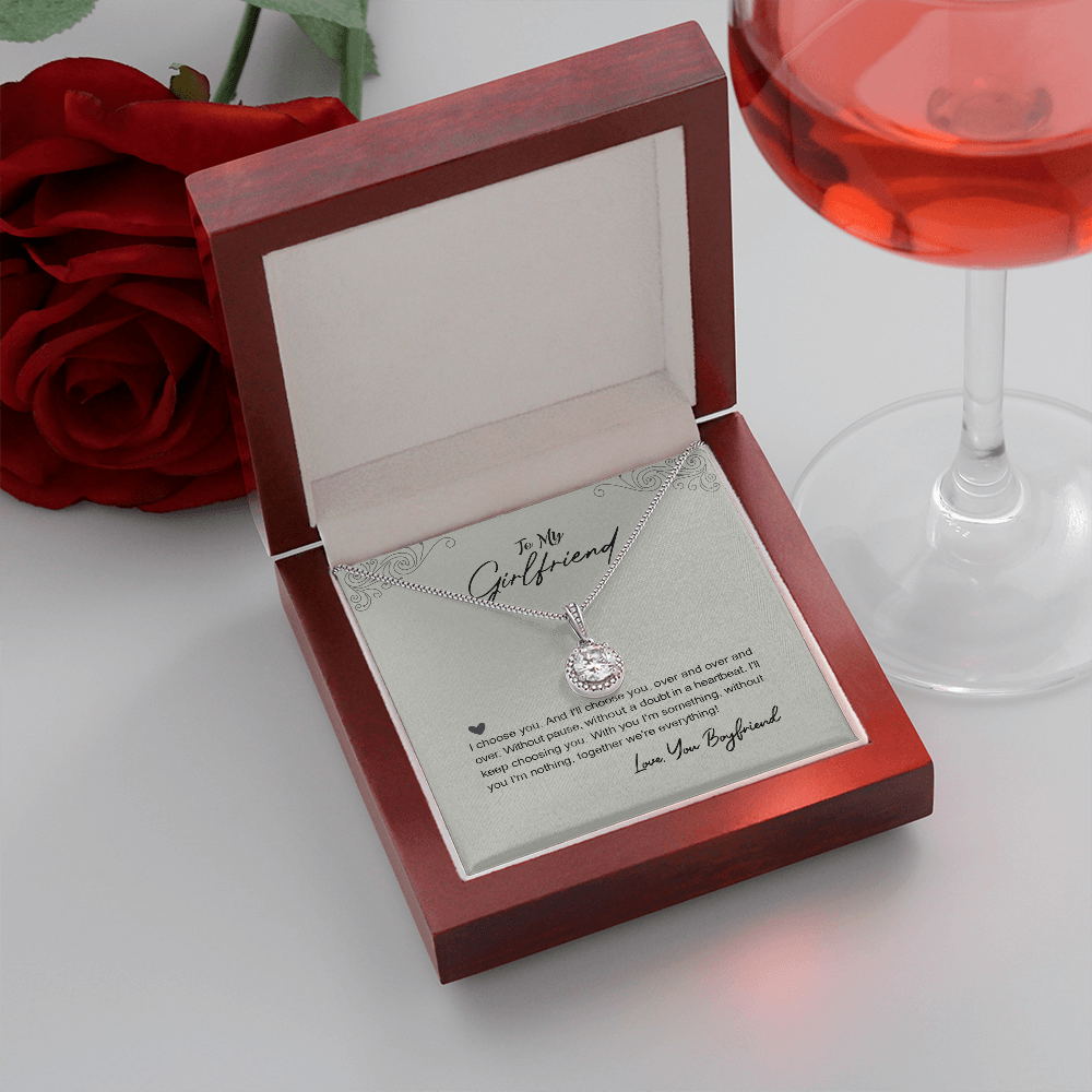 Para mi novia, collar de esperanza eterna de tu novio: contigo soy algo, sin ti no soy nada. Juntos somos todo.