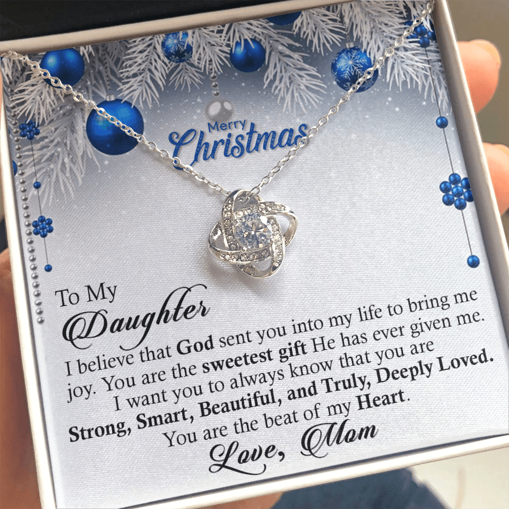 To My Daughter Merry Christmas Necklace - You Arre The Beat Of My Heart From Your Loving Mom