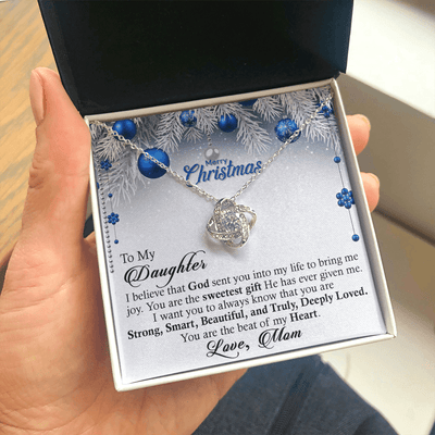 To My Daughter Merry Christmas Necklace - You Arre The Beat Of My Heart From Your Loving Mom