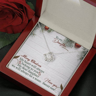 To My Daughter Love Knot Necklace - Merry Christmas My Heart Will ALways Belong to You My Dear Dauhter From Parents