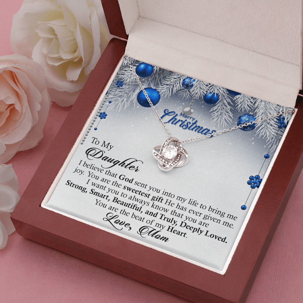 To My Daughter Merry Christmas Necklace - You Arre The Beat Of My Heart From Your Loving Mom