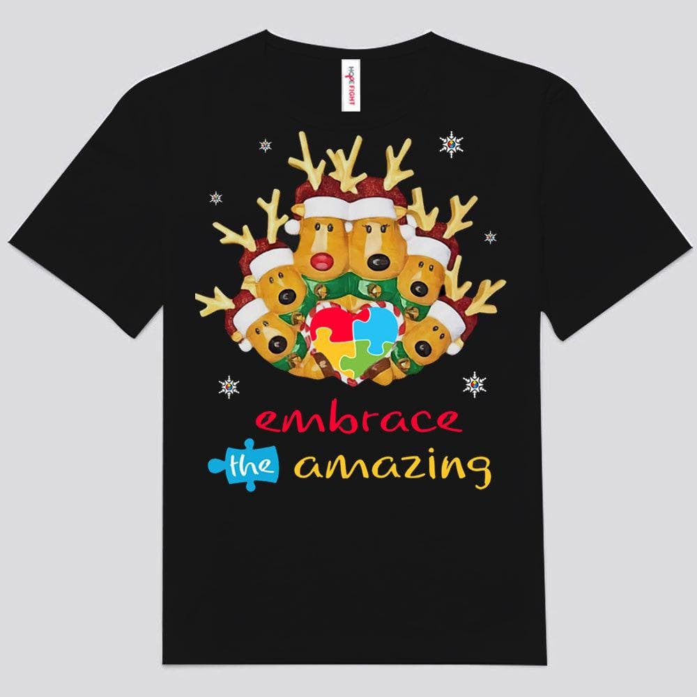 Embrace The Amazing Christmas Autism Shirts