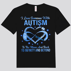 Camisetas personalizadas con la frase "Amo a alguien con autismo"