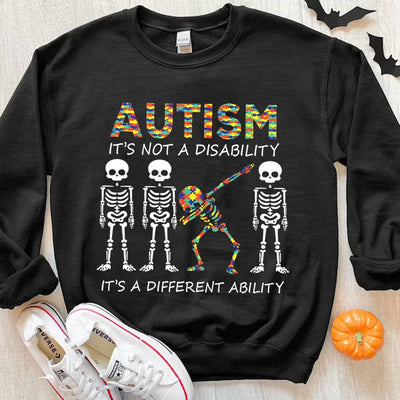 It's Not A Disability It's A Different Ability, Skeleton Autism Hoodie, Shirts