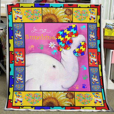 You Are My Sunshine Elephant Autism Awareness Fleece & Sherpa Blanket