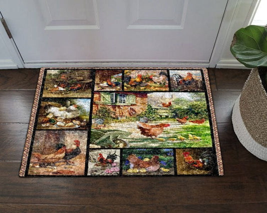 Farmhouse Chicken Family Chicken Doormat
