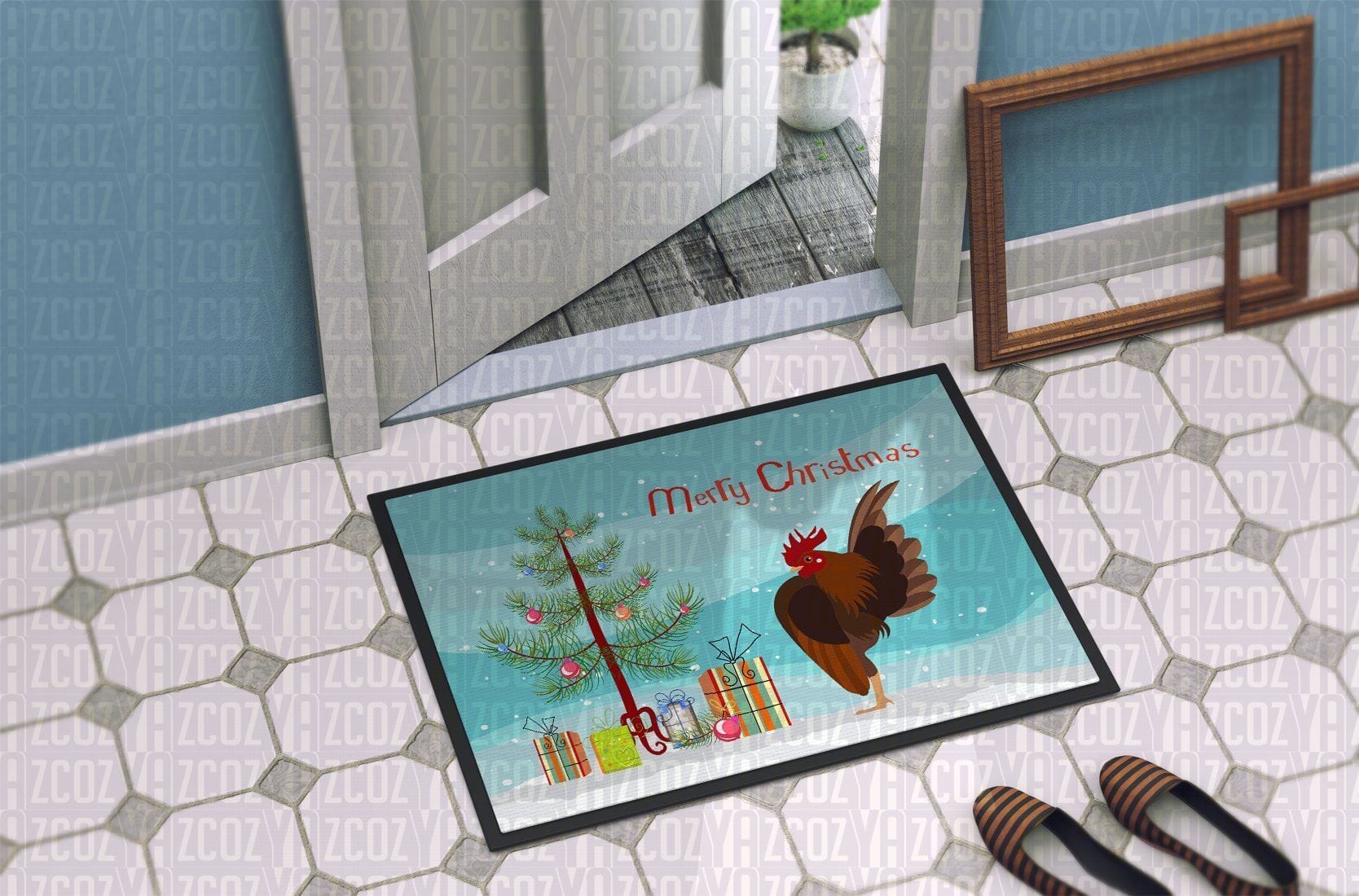 Malaysian Serama Chicken Christmas Chicken Doormat