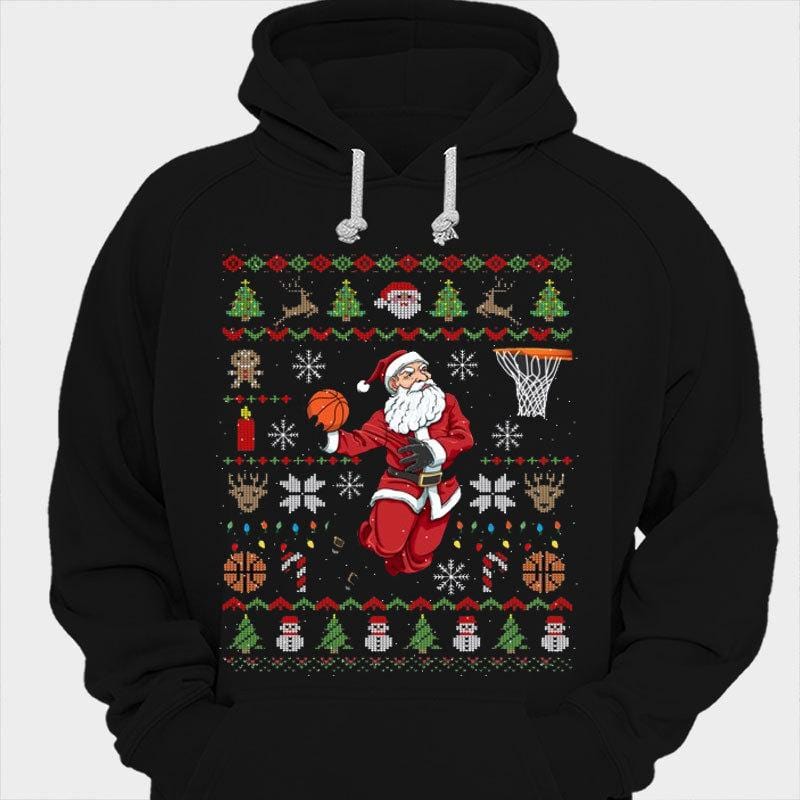 Funny Santa Ugly Christmas Basketball Dunking Shirts