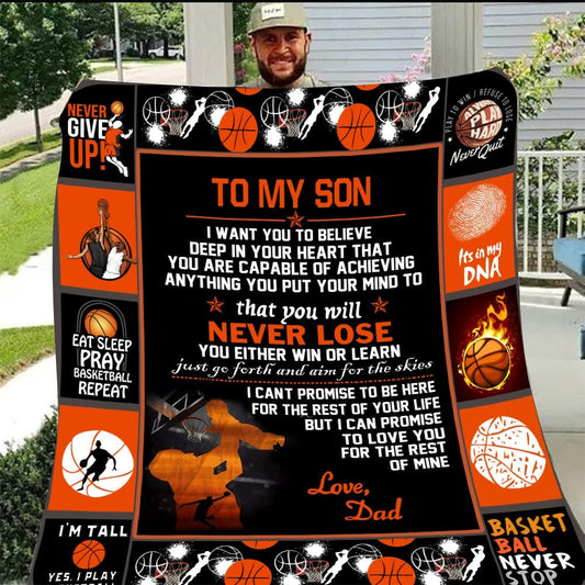 Para mi hijo, con amor de papá, manta de baloncesto, polar y sherpa