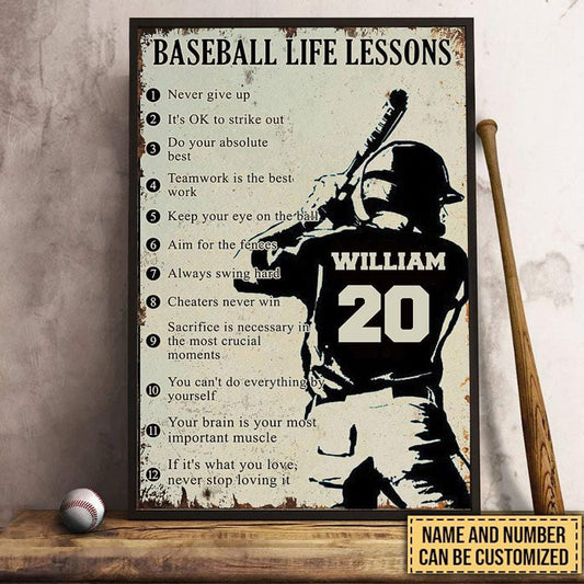 Póster personalizado de lecciones de vida en el béisbol, lienzo