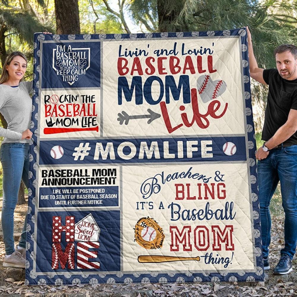Living & Loving Baseball Mom Life Blanket Fleece & Sherpa