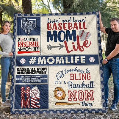 Living & Loving Baseball Mom Life Blanket Fleece & Sherpa