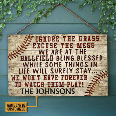 Ignore the Grass Excuse The Mess, Personalized Baseball Poster, Canvas