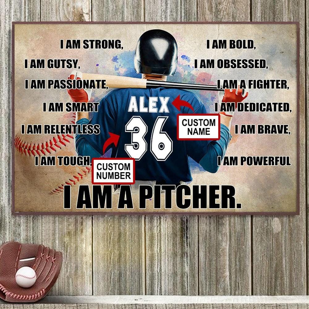 Soy un lanzador, póster de béisbol personalizado, lienzo