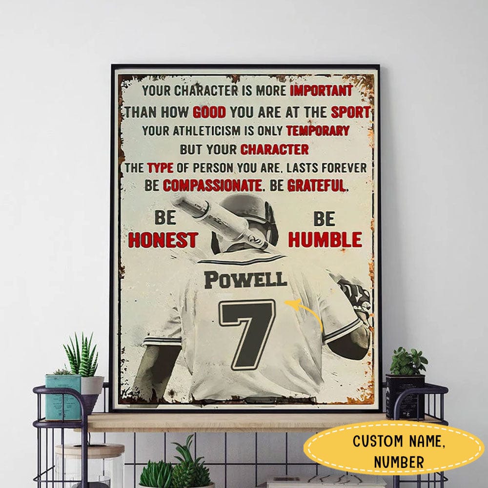Be Compassionate Be Grateful Be Honest Be Humble Personalized Baseball Poster, Canvas