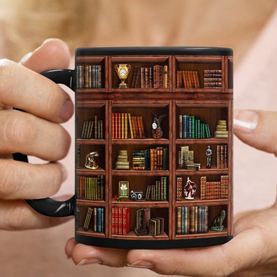 Wooden Bookshelf Mug