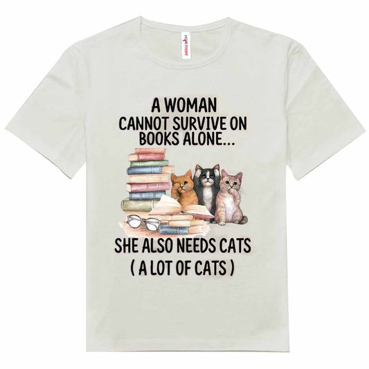 Una mujer no puede sobrevivir solo de libros, también necesita camisetas de gatos