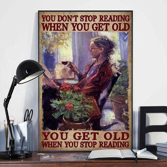 Póster, lienzo "Envejeces cuando dejas de leer libros"