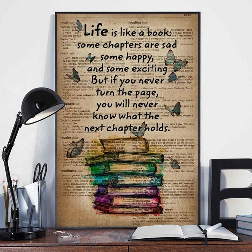 Life Is Like A Book Poster, Canvas