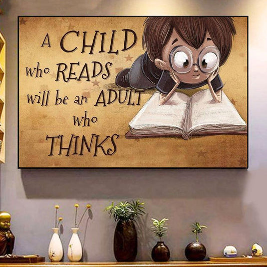 Un niño que lee será un adulto que piensa Póster del libro, Lienzo
