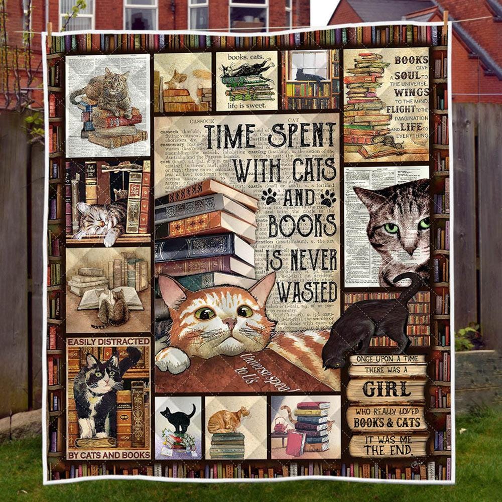 Time Spent With Books & Cats Is Never Washed Blanket, Fleece & Sherpa