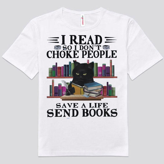 Leo para no ahogarme La gente salva una vida Envía libros Camisetas de gato negro