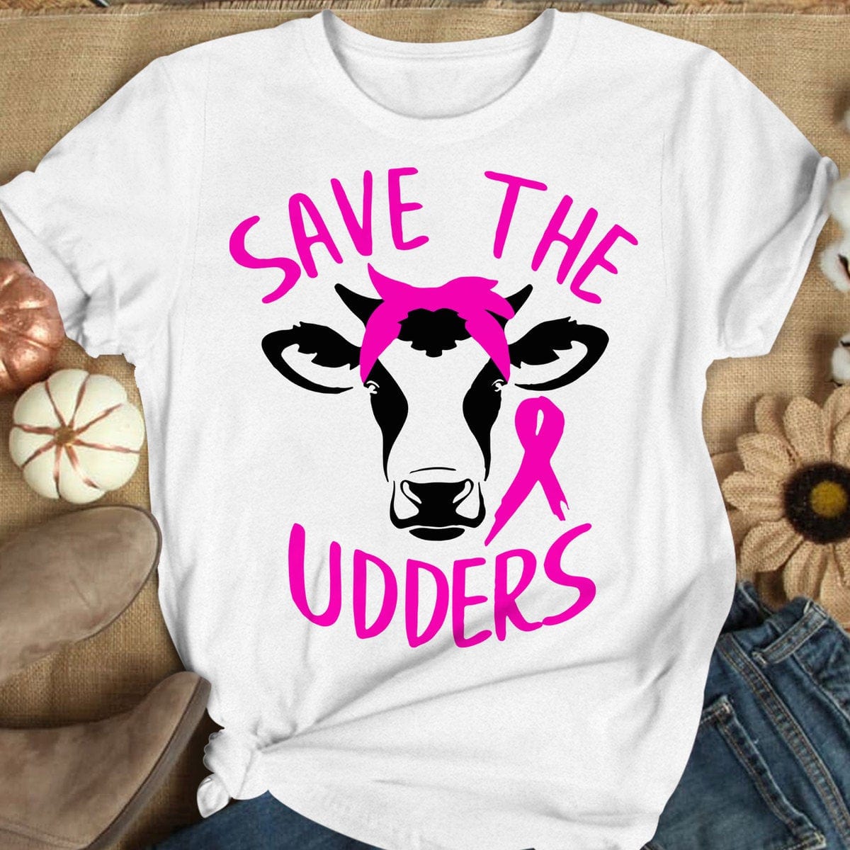 Funny Breast Cancer Shirts Save The Udders, Breast Cancer T Shirts