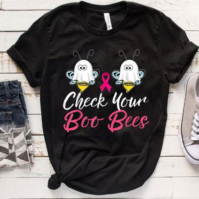 Halloween Breast Cancer Shirts Check Your Boo Bees, Funny Breast Cancer Shirts
