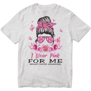 Camisetas de manga larga para luchar contra el cáncer de mama "I Wear Pink For Me"