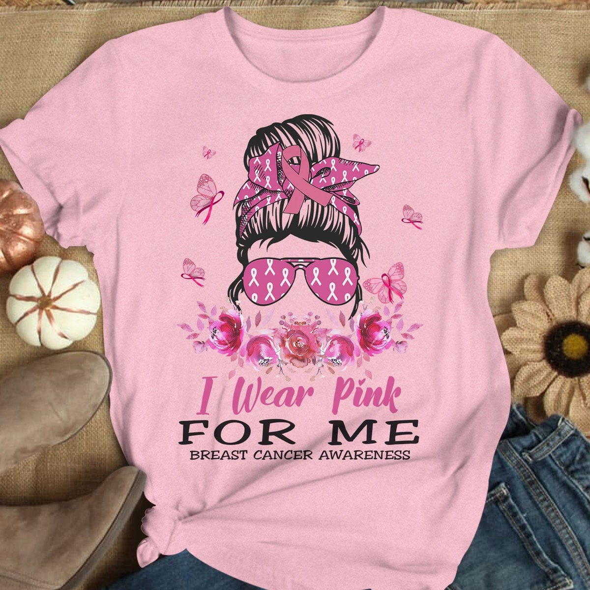 Camiseta "Llevo rosa por mí" contra el cáncer de mama