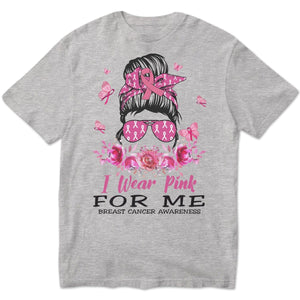 Camisetas de manga larga para luchar contra el cáncer de mama "I Wear Pink For Me"