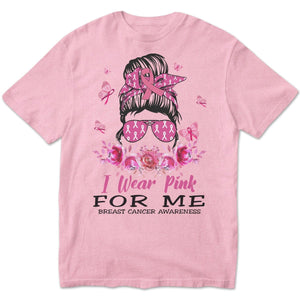 Camisetas de manga larga para luchar contra el cáncer de mama "I Wear Pink For Me"