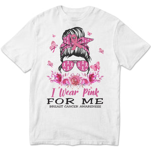 Camisetas de manga larga para luchar contra el cáncer de mama "I Wear Pink For Me"