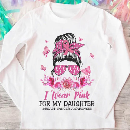 I Wear Pink For My Daughter, Personalized Breast Cancer Shirts