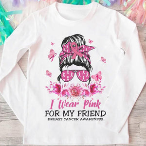 Llevo rosa por mi amiga, sudadera con capucha y camiseta contra el cáncer de mama