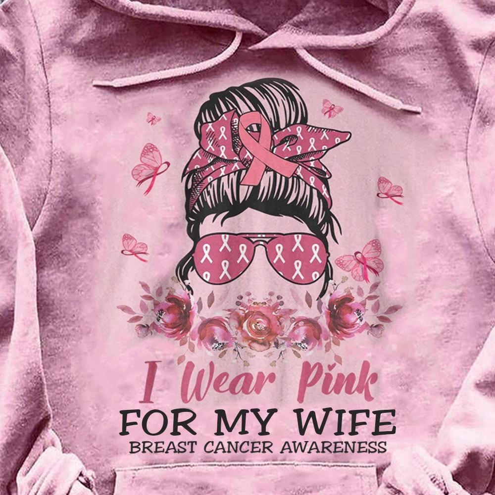 Llevo rosa por mi esposa, camisetas personalizadas contra el cáncer de mama