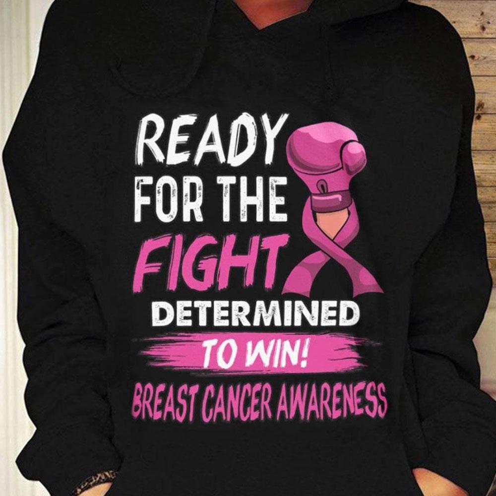 Sudadera con capucha y camiseta Lista para la lucha Decidida a ganar contra el cáncer de mama