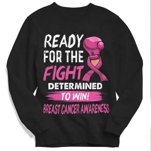 Sudadera con capucha y camiseta Lista para la lucha Decidida a ganar contra el cáncer de mama