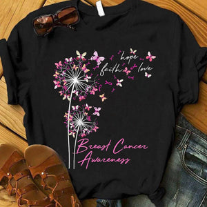 Faith Hope Love With Butterfly Dandelion Breast Cancer Sweatshirt, Shirts