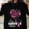 I'm A Survivor With Pink Ribbon And Butterfly Heart, Breast Cancer Shirts