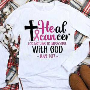 Cura el cáncer porque nada es imposible con Dios Sudadera con capucha y camisetas contra el cáncer de mama