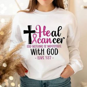 Cura el cáncer porque nada es imposible con Dios Sudadera con capucha y camisetas contra el cáncer de mama